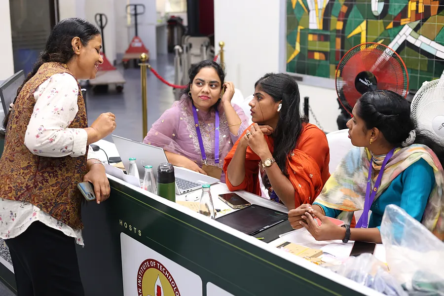 The registration desk on the closing morning
